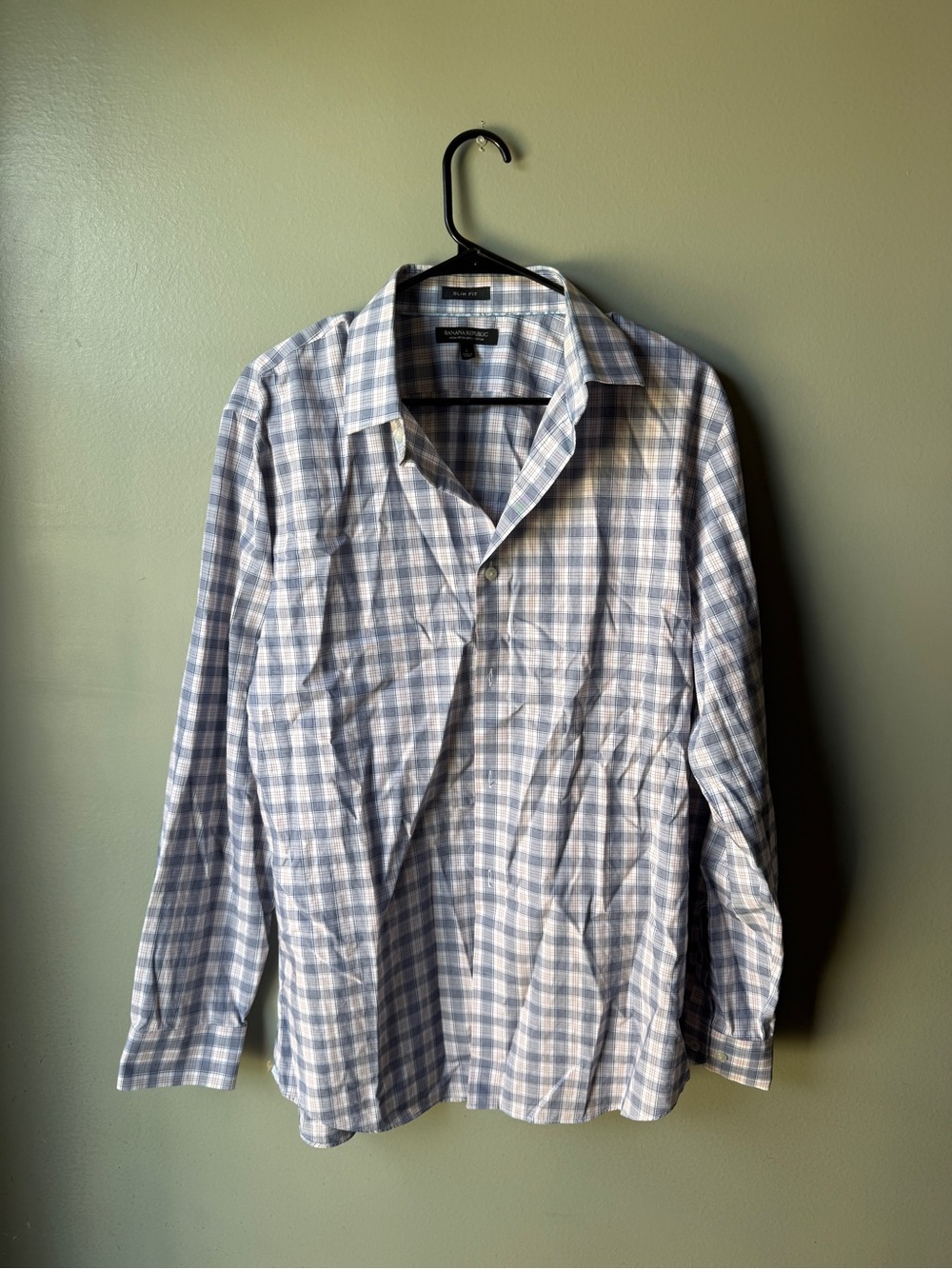 Banana Republic Men’s Slim Fit Plaid Button Down Shirt Size Large